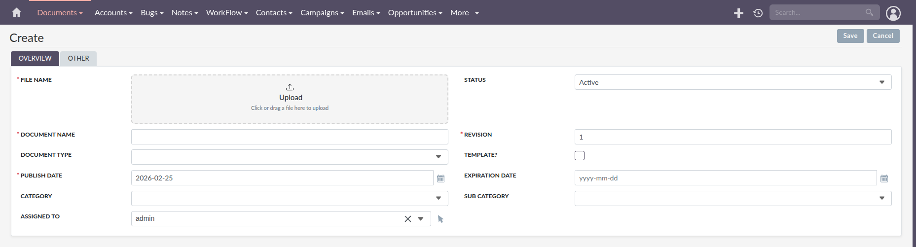 Document Create View