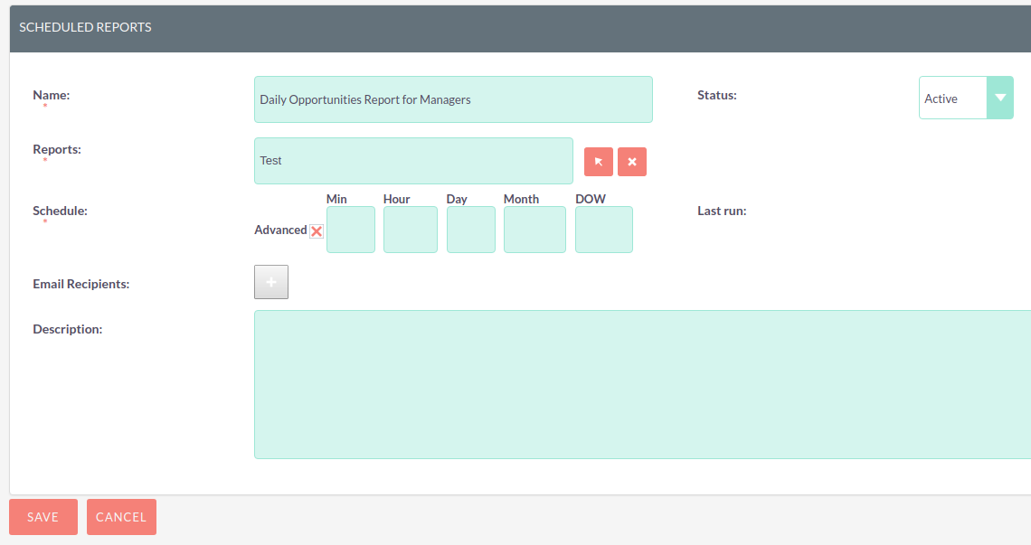 Create Report 162Scheduled report edit